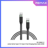 REMAX - RC-C088 C-C Janker Series Type-C to Type-C Fast Charging Data Cable (30W) - Black
